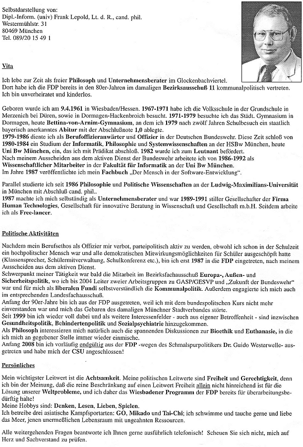 Selbstdarstellung Frank Lepold